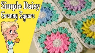 Simple Daisy Granny Square  Crochet Tutorial  FREE PATTERN [upl. by Kirad912]