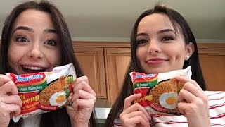 Instant Noodle Challenge  Merrell Twins [upl. by Ahsal688]