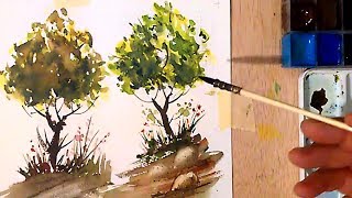 Acuarela Como pintar Arboles  Watercolor Trees [upl. by Esilrac30]