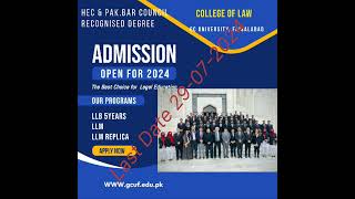 LLB amp LLM admissions date extended in GCUF 2024 [upl. by Zeidman]