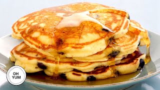 Professional Baker Teaches You How To Make BLUEBERRY PANCAKES [upl. by Ramilahs]