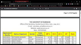 Burdwan University 3 Year LLB 2022 Merit List  Utopian Learning [upl. by Ecyoj]