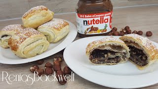 Mit nur 4 Zutaten Nutella Blätterteigtaschen EinfachampLecker [upl. by Nywroc]