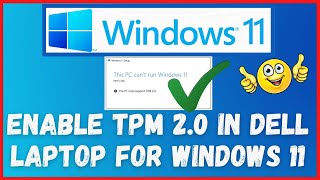 How to enable TPM 20 in Dell laptop for Windows 11  Activate TPM in BIOS Dell [upl. by Enahsal]