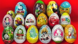 17 Surprise Eggs Kinder Surprise Cars 2 Zaini Spongebob Thomas [upl. by Hassett]