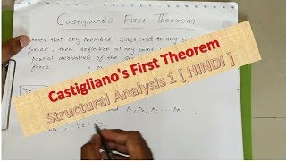 Castiglianos First Theorem  Structural Analysis 1  HINDI [upl. by Hairahcaz]