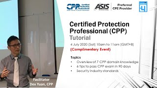 Certified Protection Professional CPP Tutorial  4 Jul 2020 [upl. by Ttsepmet]