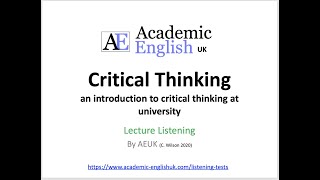 Critical Thinking Lecture an introduction to critical thinking [upl. by Gerdi]