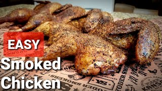 Texas Smoked Chicken Recipe  Crispy Skin Smoked Chicken Easy [upl. by Adelaide]