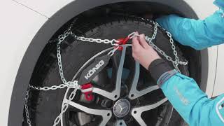 How to Fit AutoTensioning Snow Chains eg Konig Zip Ultra CG9 amp XG12 Pro [upl. by Eehtomit]