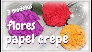 FLORES DE PAPEL CREPE SENCILLAS 3 MODELOS  paso a paso [upl. by Zimmer207]