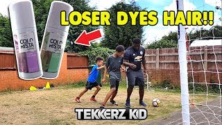 Tekkerz Kid amp Romello vs The Dad  HAIR DYE FORFEIT Football Challenge [upl. by Bik]