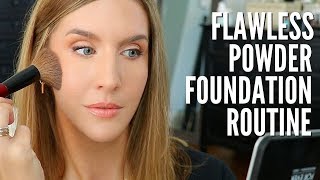 How to Apply POWDER FOUNDATION Without Looking Cakey  Routine for ANY Skin Type [upl. by Nosde]