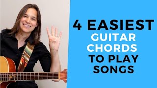 4 EASIEST Absolute Beginner Guitar Chords To Play REAL Songs [upl. by Mckenna521]