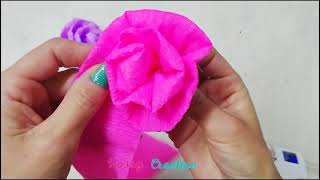 FLORES DE PAPEL CREPÉ FÁCILES  Como hacer flores de papel fáciles [upl. by Euqinimod295]