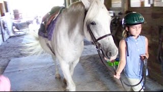 First Horseback Riding Lesson at a New Stable  Crazy8Family [upl. by Eachelle]