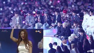 181201 BTS REACTION MOMOLAND BBOOM BBOOM IN MELON MUSIC AWARDS MMA2018 MelonMusicAwards [upl. by Kernan]