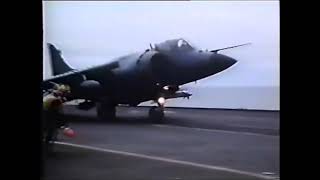 Royal Navy Sea Harrier FRS1 operations during the 1982 Falklands War [upl. by Ahsimik]