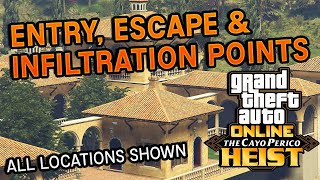 ALL Entry Escape and Infiltration Points in Cayo Perico Heist  GTA 5 Online [upl. by Mazurek]