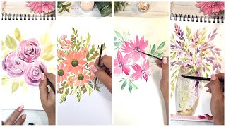 4 IDEAS Para Pintar TUS Flores FÁCILES  Técnica con Acrílico y Acuarela [upl. by Harper]