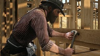 Red Dead Redemption 2  John Marston amp Gang Building House Cutscene RDR2 2018 [upl. by Anrym]