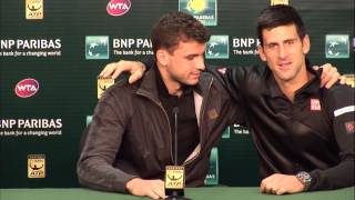 BNP Paribas Open Novak Djokovic Crashes Grigor Dimitrov Press Conference [upl. by Westney]