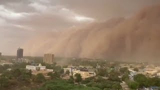 Huge ‘apocalyptic’ dust cloud sweeps over Niger capital Niamey [upl. by Nnairac]