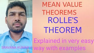 ROLLES THEOREM IN TELUGU statement and Problems [upl. by Ahker]