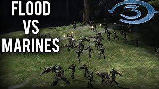 Halo 3 AI Battle  Flood vs Marines [upl. by Almat]