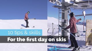 How to Ski  10 Beginner Skills for the First Day Skiing [upl. by Cung]