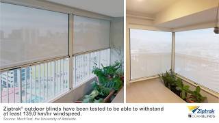 Ziptrak® Outdoor Blinds in Rainy Conditions with Strong Winds [upl. by Franckot]