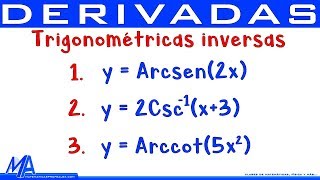 Derivada de las funciones Trigonométricas Inversas [upl. by Atsok]