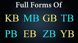 Full Forms Of KB MB GB TB PB EB ZB YB [upl. by Rebak]