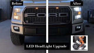 2016 Ford F150 LED HeadLight Bulb Conversion Before amp After [upl. by Marion189]