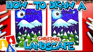 How To Draw A Christmas Landscape [upl. by Hadwyn]