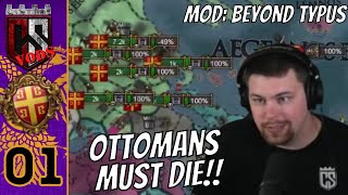 Attacking the Ottomans  EU4 Beyond Typus Byzantine Empire 1 [upl. by Nediarb]