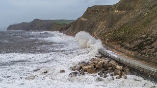 Huge storm waves at West Bay in Dorset  04 Jan 2018 [upl. by Yerroc885]