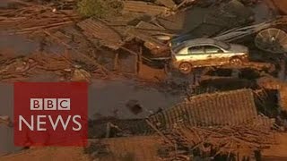 Brazil dam burst Rivers of thick red mud  BBC News [upl. by Rebmyt255]