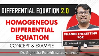 Differential Equation  HOMOGENEOUS Differential Equation  Concept amp Example By GP Sir [upl. by Ahcatan]