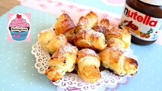 Leckere Mini Croissants mit Nutella aus Blätterteig  Turborezept [upl. by Rehsa]