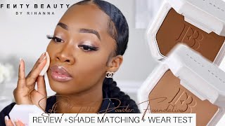 FENTY BEAUTY Soft Matte Powder Foundation REVIEW  WEAR TEST  Maya Galore [upl. by Ellehcsor889]