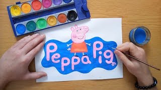 Peppa Pig logo Drawing Peppa Pig  nick jr  painting [upl. by Anallij]