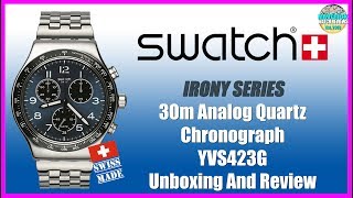 Some 80s Love  Swatch Irony 30m Analog Quartz Chronograph YVS423G Unbox amp Review [upl. by Drobman]