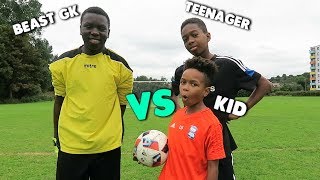 Kid vs Teenager vs BEAST GOALKEEPER  Free Kick Challenge [upl. by Erdnaid]