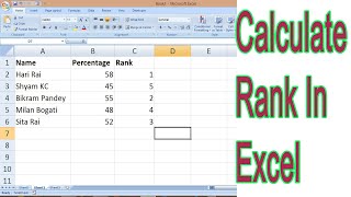 How to Calculate Rank In Excel [upl. by Magavern245]