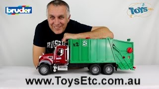 Bruder 02812 Mack Granite Rear Loading Garbage Truck  A Video Review by Toys Etc Australia [upl. by Claiborne]