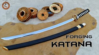 Forging Katana Sword out of Rusty Engine gear [upl. by Junno73]