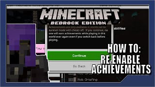 How To Re Enable Achievements Minecraft Bedrock Edition Unedited [upl. by Yblok136]