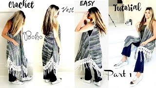 Bohemian Vest Crochet Tutorial Part 1 [upl. by Kciredec824]