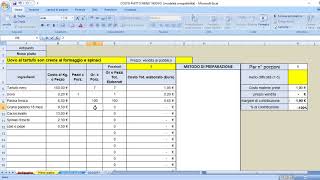 come calcolare il food cost con Excel [upl. by Boehike]